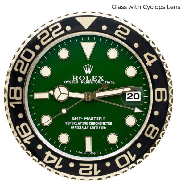 gmt master ii, gold & green vintage | wall clocks
