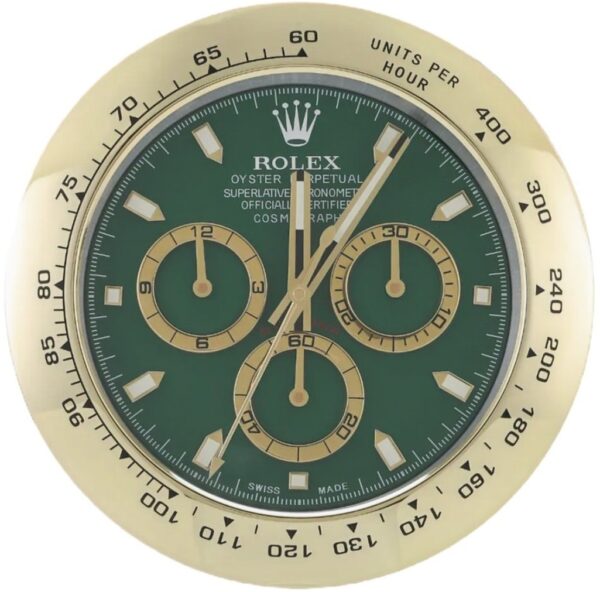 daytona style, gold & green | wall clock