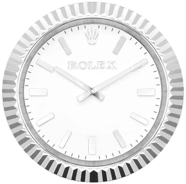presidential style, silver & white | wall clock
