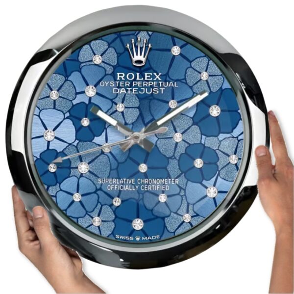 oyster perpetual datejust blue floral | wall clock