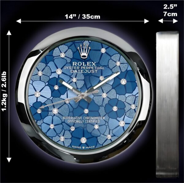 oyster perpetual datejust blue floral | wall clock