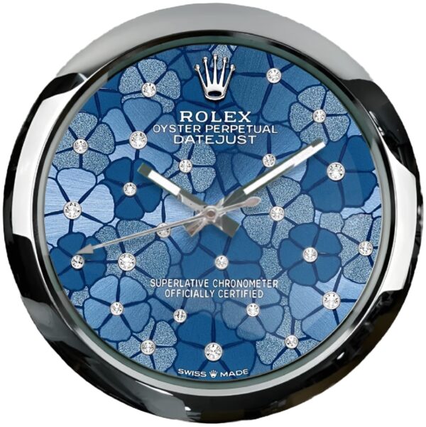 oyster perpetual datejust blue floral | wall clock