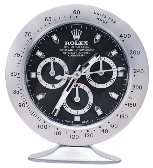 daytona steel, black dial | desk clock