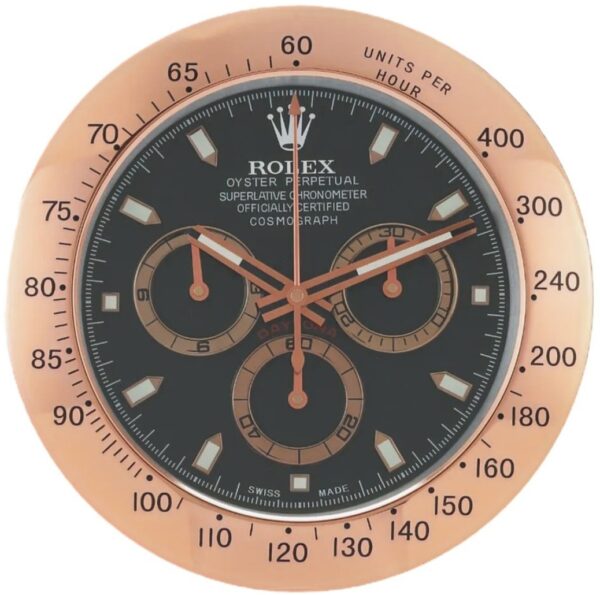 daytona style, rose gold & black | wall clock
