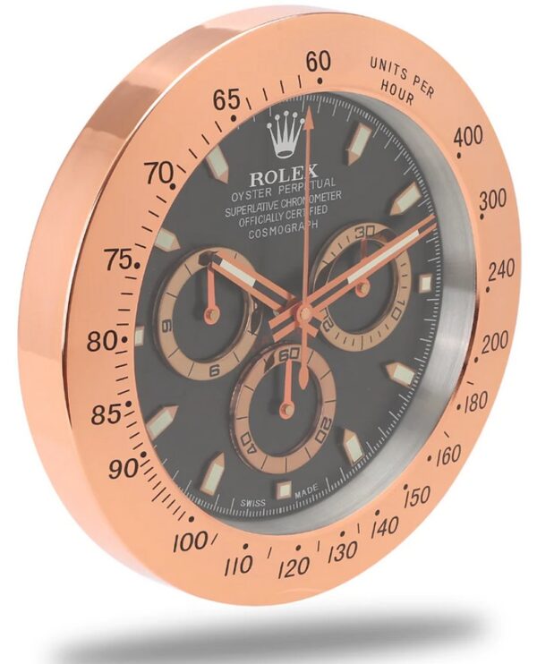 daytona style, rose gold & black | wall clock