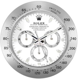 daytona style, silver & white | wall clock