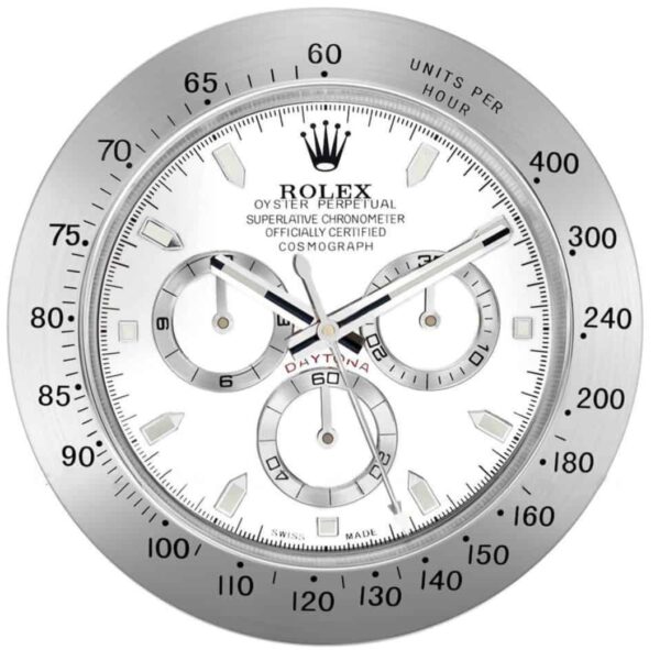 daytona style, silver & white | wall clock