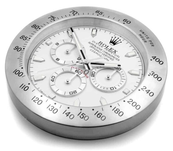 daytona style, silver & white | wall clock