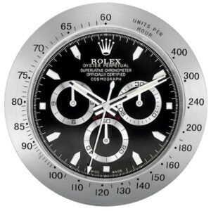 daytona style, silver & black | wall clock