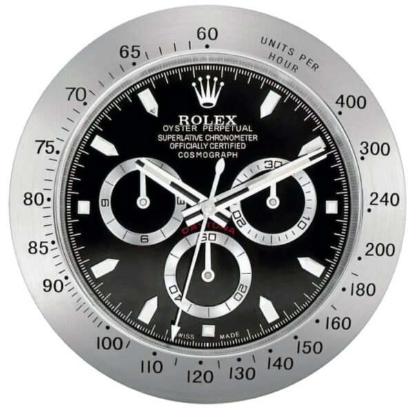 daytona style, silver & black | wall clock