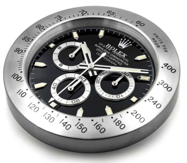daytona style, silver & black | wall clock