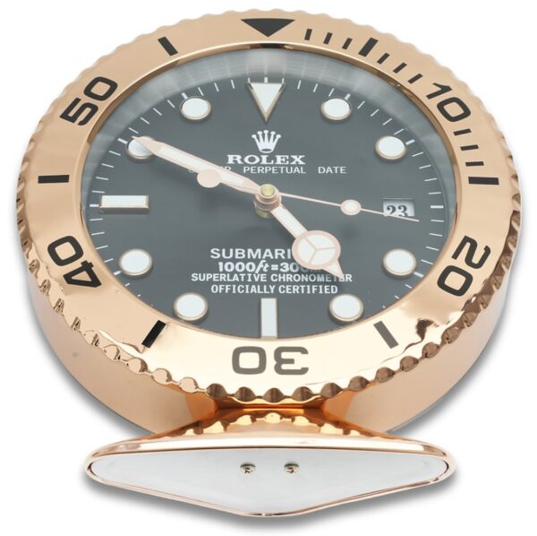 submariner rose gold, black dial | desk clock