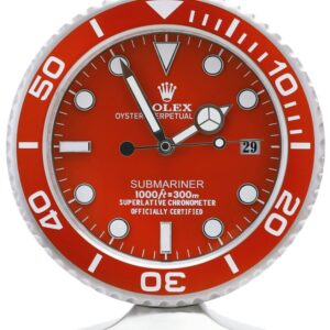 submariner steel, full red | desk clock
