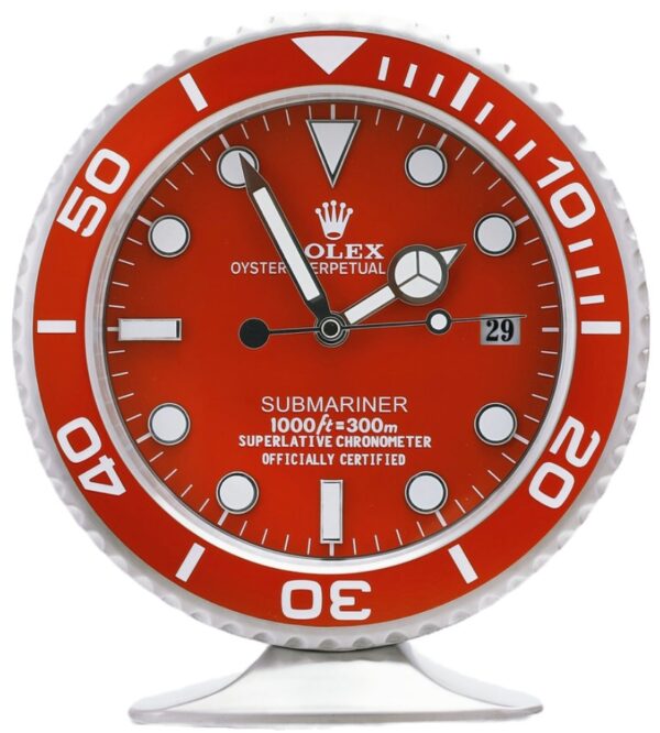 submariner steel, full red | desk clock