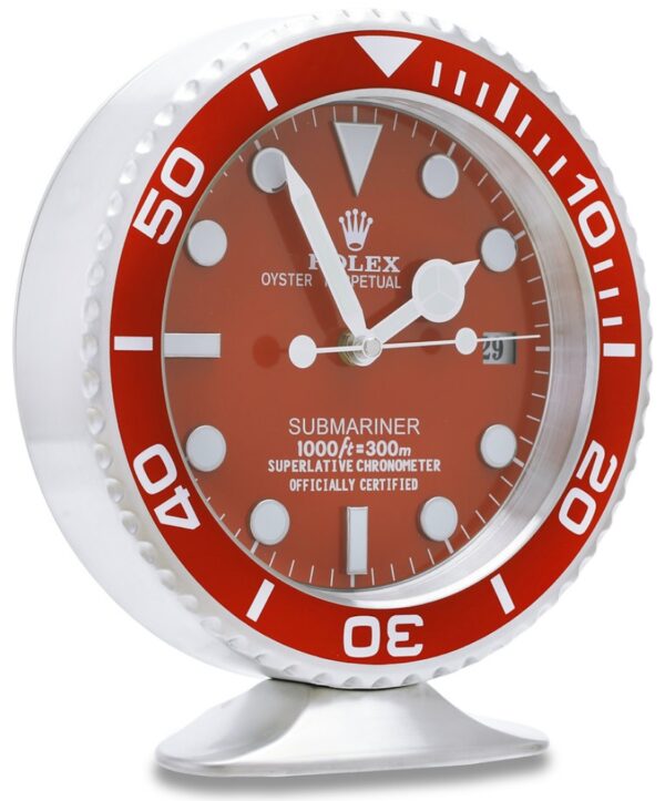 submariner steel, full red | desk clock