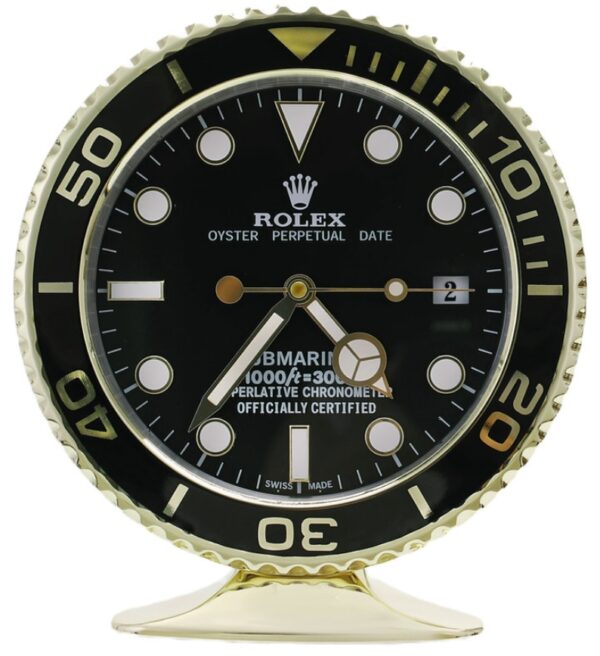 submariner gold, black dial | desk clock
