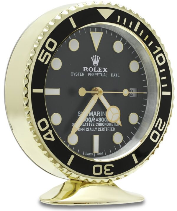 submariner gold, black dial | desk clock