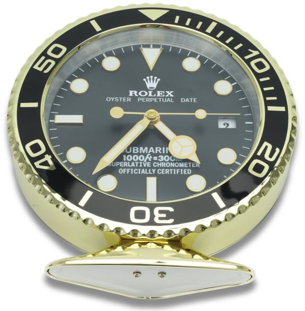 submariner gold, black dial | desk clock