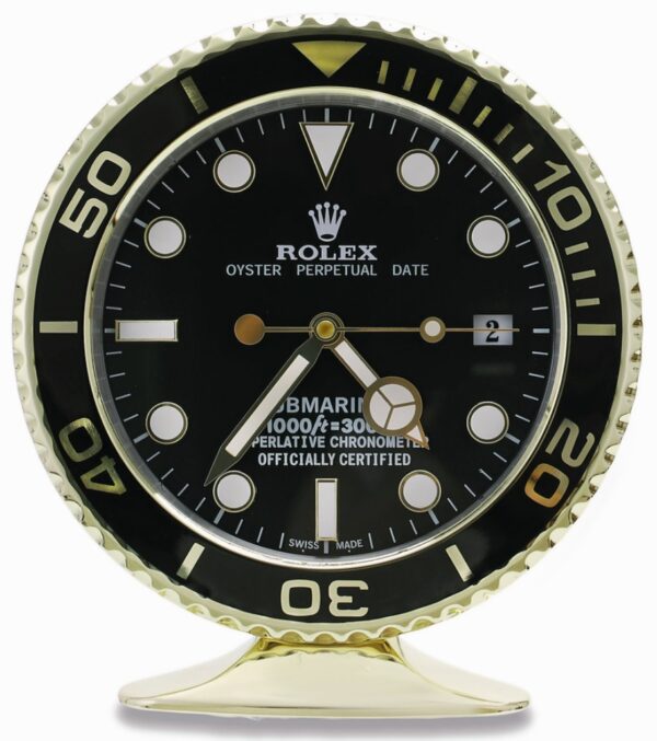 submariner gold, black dial | desk clock