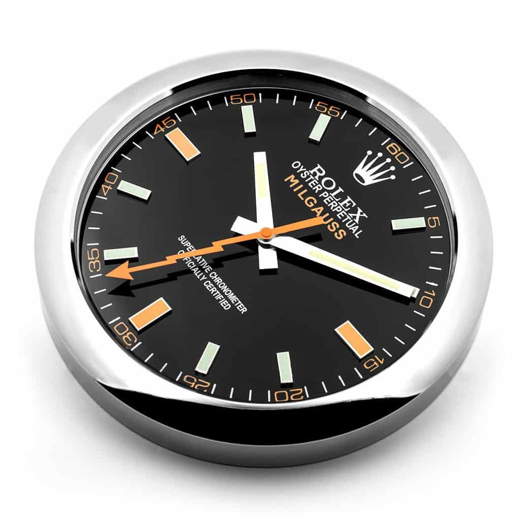 rolex milgauss series, silver & black | wall clock rolex milgauss series, silver & black | wall clock