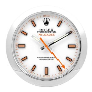 rolex milgauss series, silver & white | wall clock