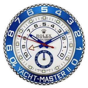 rolex yacht master ll, silver & blue | wall clock